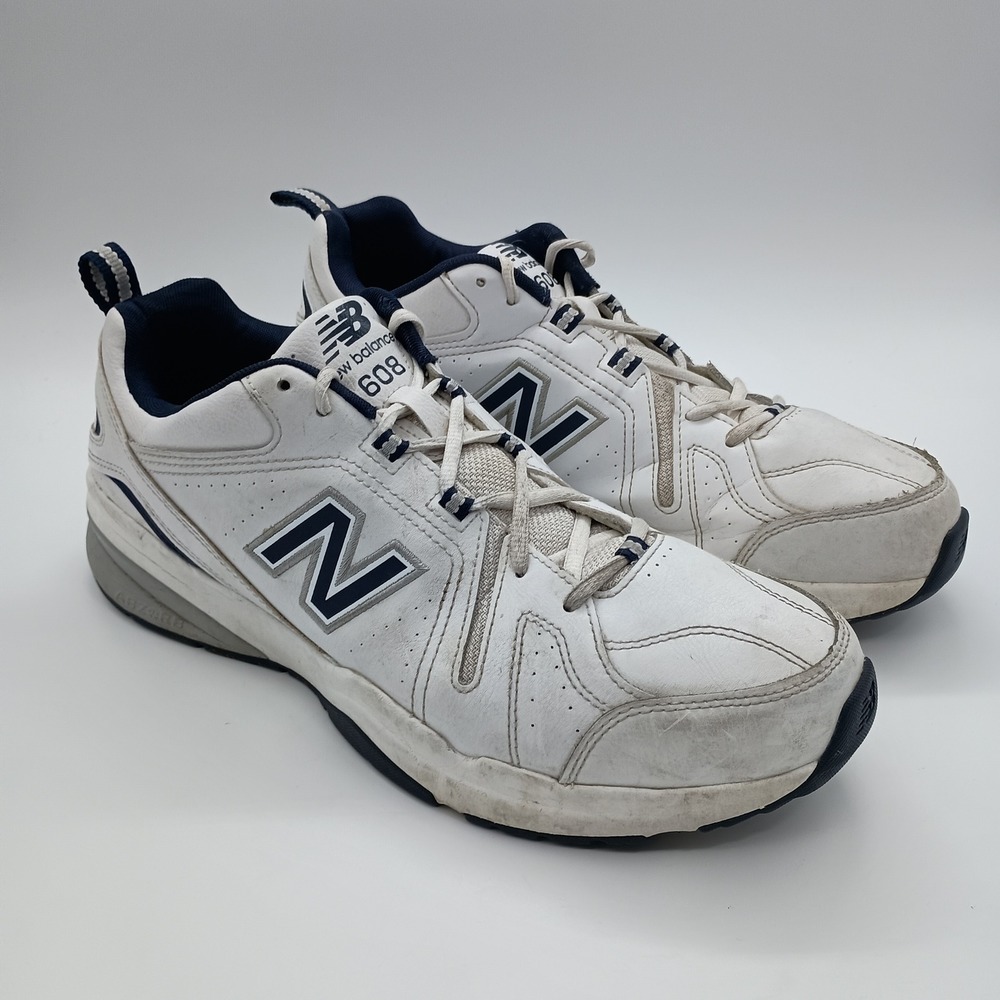 New Balance 608 Mens Training Sneakers White Navy Blue Athletic Shoes MX608WN5